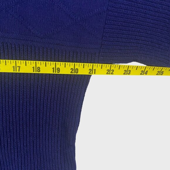 Vintage American Priority Full-Zip Ribbed-Knit Sweater Navy Blue Men's Medium - Picture 10 of 11